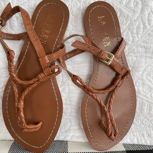Ralph Lauren brown rope flat sandals
